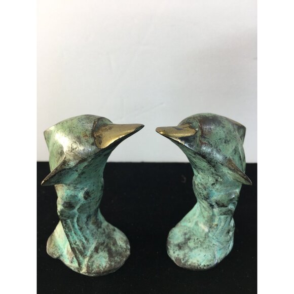Vintage Solid Bronze Dolphins Figurines Sculptures Statue Home Decor - Set of 2 - Picture 16 of 16
